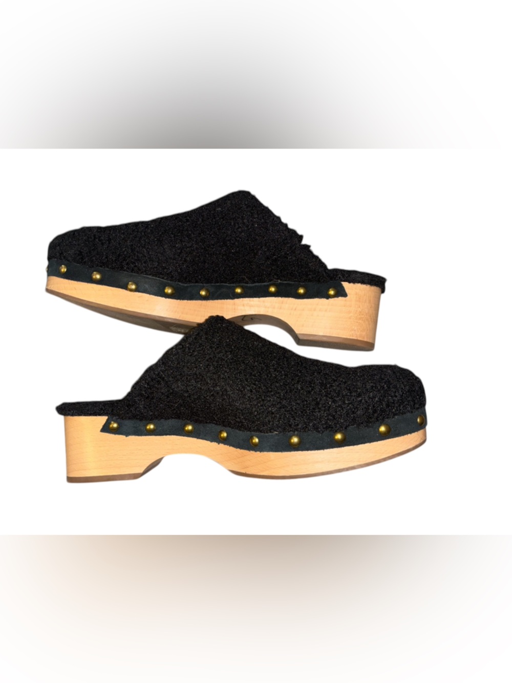 J. Crew Faux Fur Sherling Clogs Black size 10